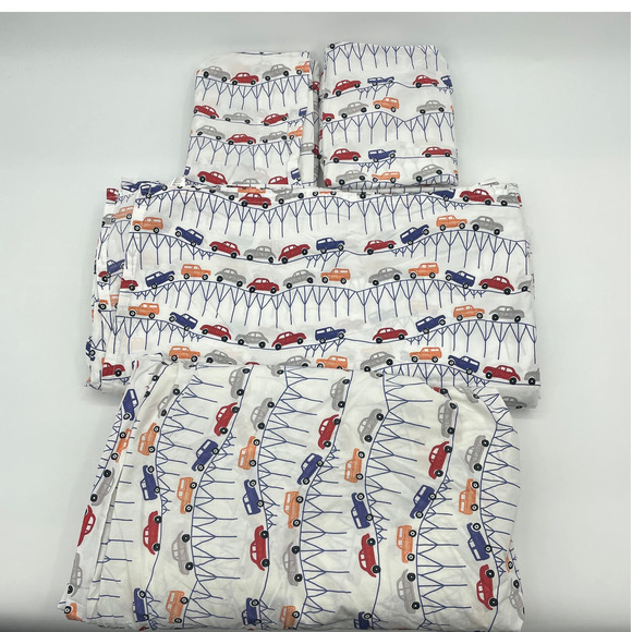 Pottery Barn Kids Other - POTTERY BARN KIDS Full / Double Cotton 4 Piece Sheet Set with Car Print